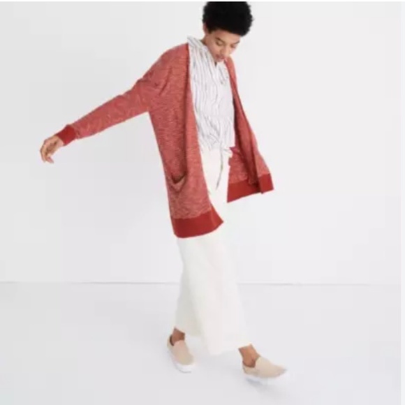 Madewell Summer Ryder Stripe Cardigan in Rusty Torch - Picture 1 of 7